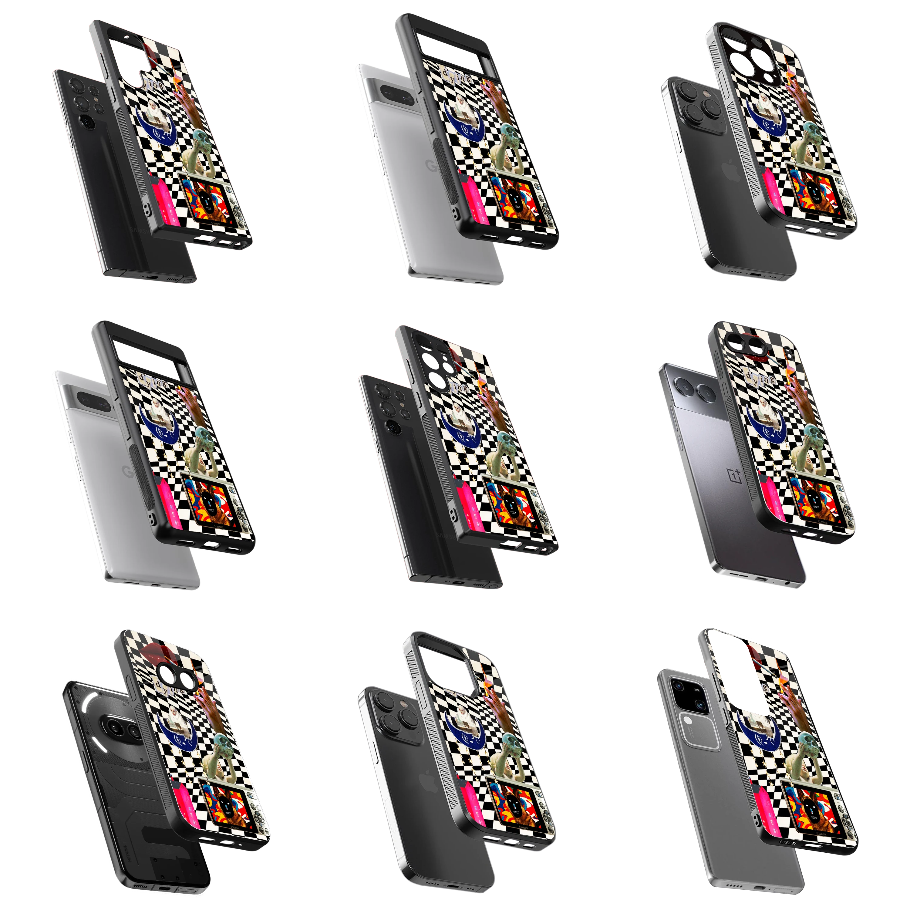 Durable Glass Back Mobile Case for iPhone, Samsung, OnePlus, Google Pixel, Redmi, Vivo, Oppo