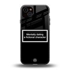 dating a fictional character black back phone cover | glass case for iphone 14 plus