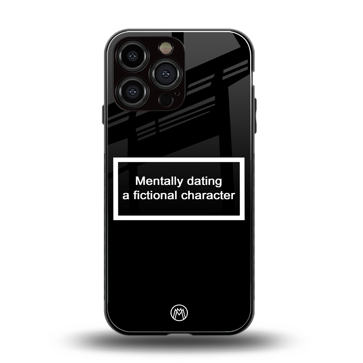 dating a fictional character black back phone cover | glass case for iphone 14 pro max