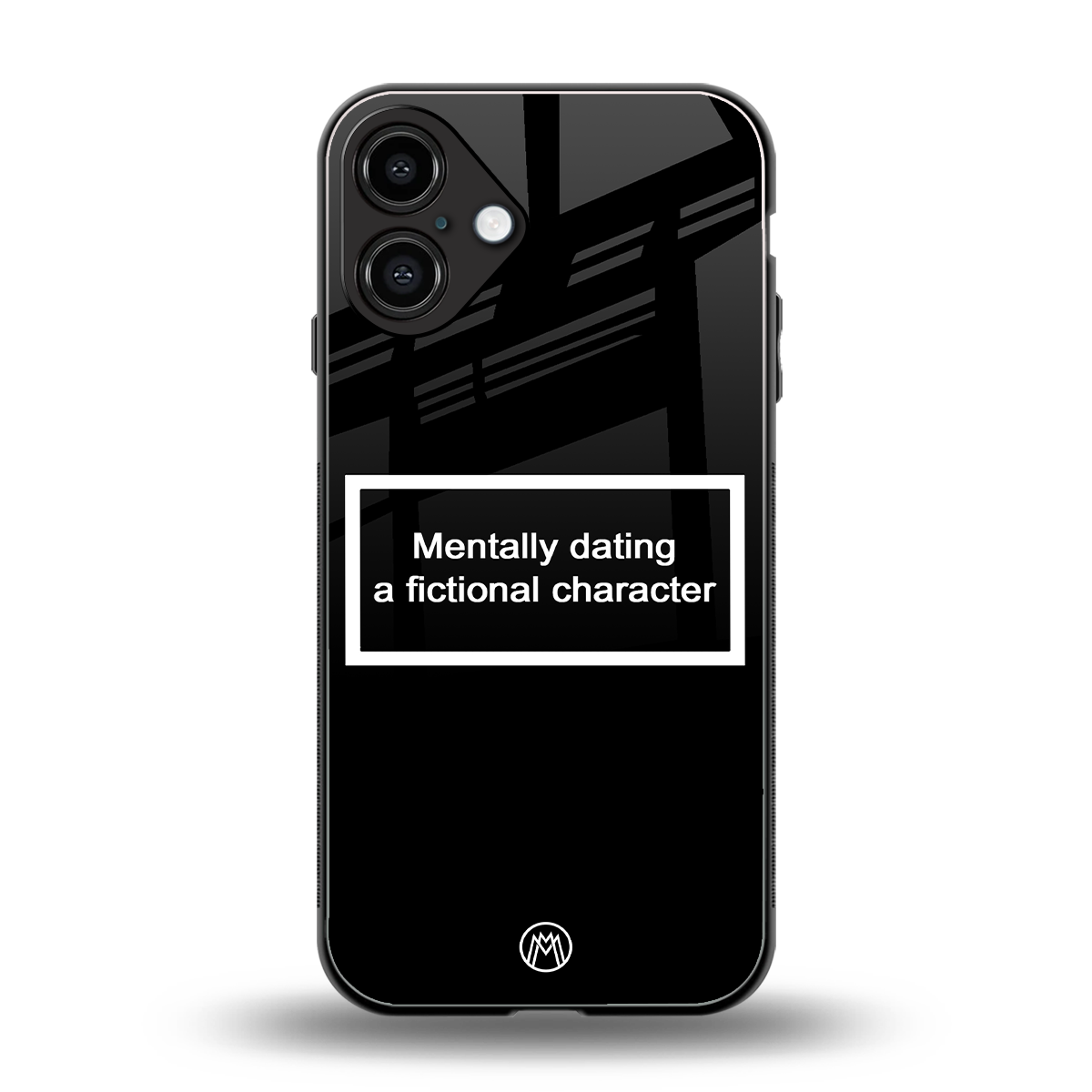 dating a fictional character black back phone cover | glass case for iphone 16 plus