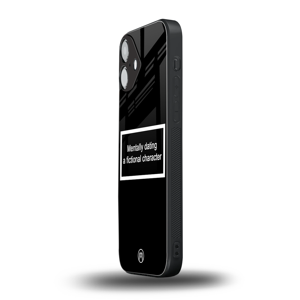dating a fictional character black back phone cover | glass case for iphone 16 plus