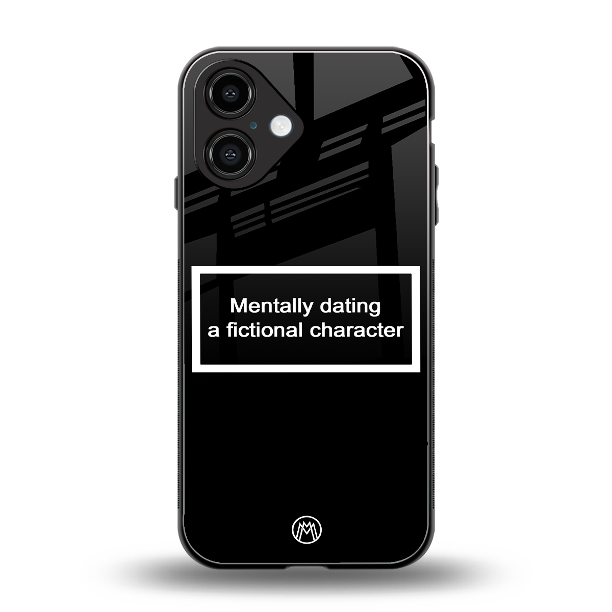 dating a fictional character black back phone cover | glass case for iphone 16