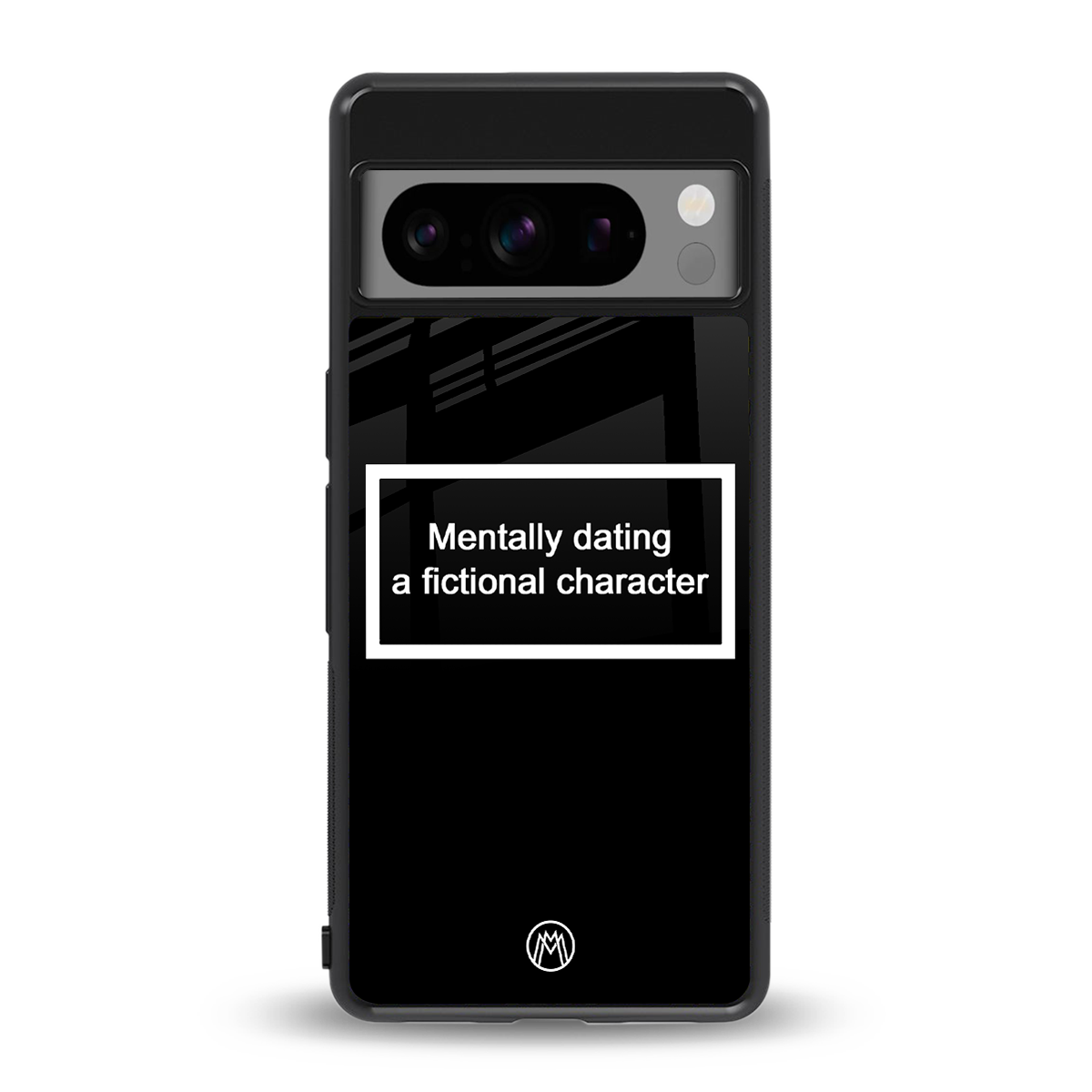 dating a fictional character black back phone cover | glass case for google pixel 8 pro
