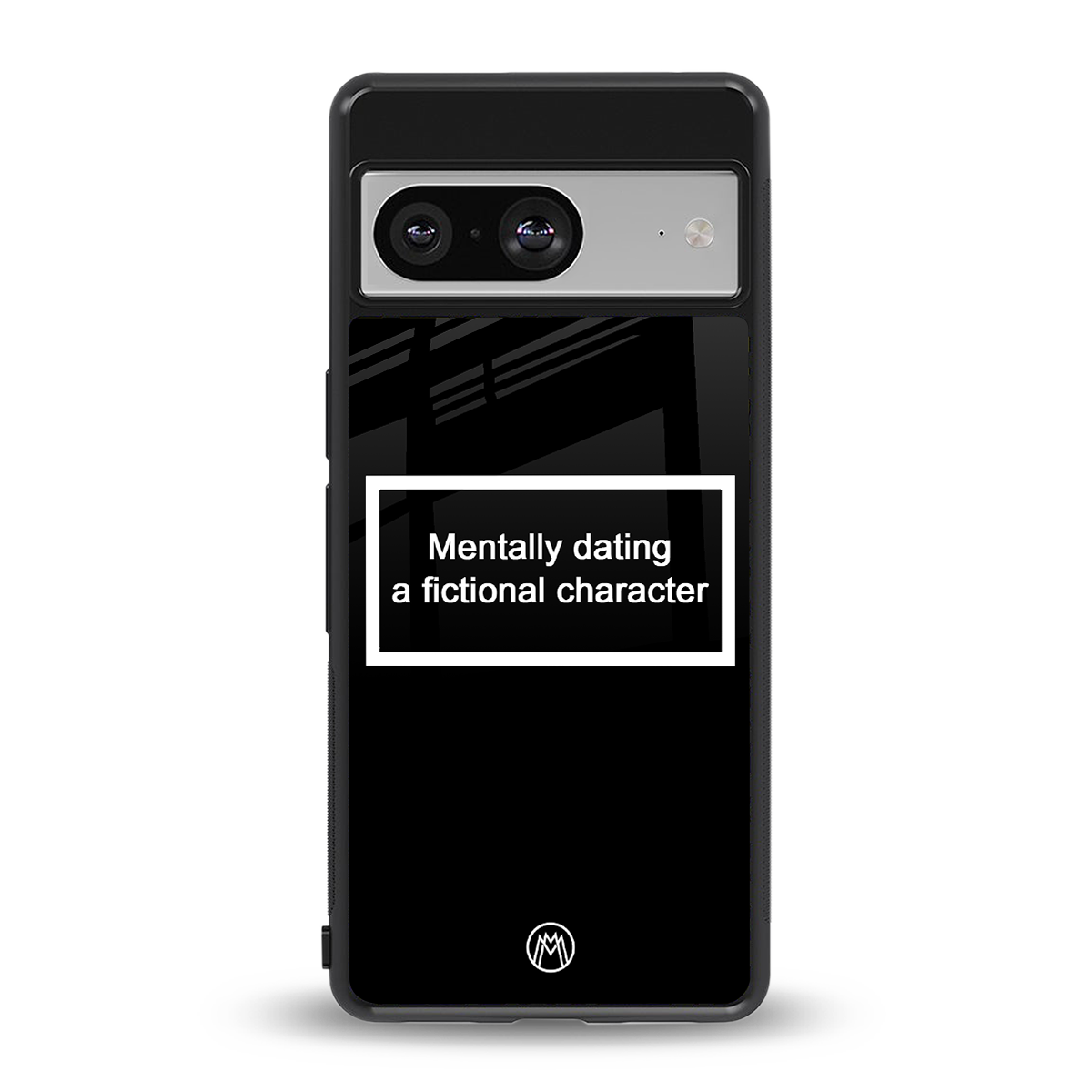 dating a fictional character black back phone cover | glass case for Google Pixel 8