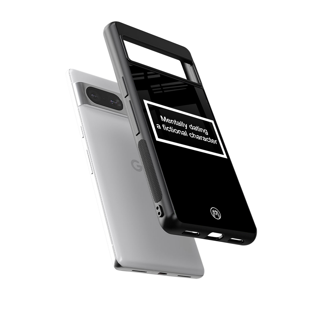 dating a fictional character black back phone cover | glass case for Google Pixel 8