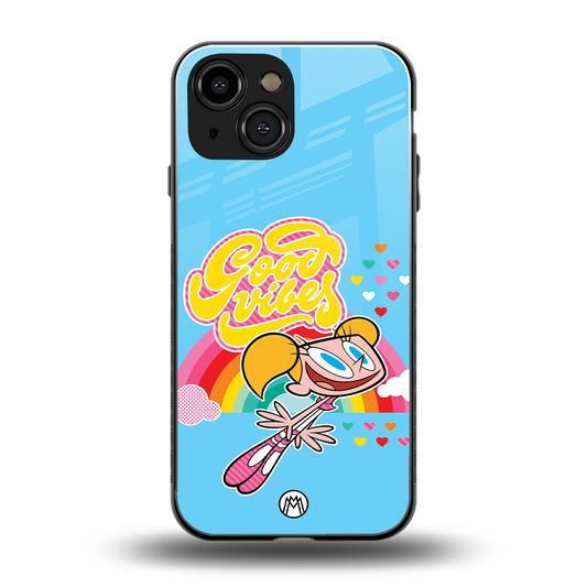 deedee good vibes back phone cover | glass case for iphone 13 mini