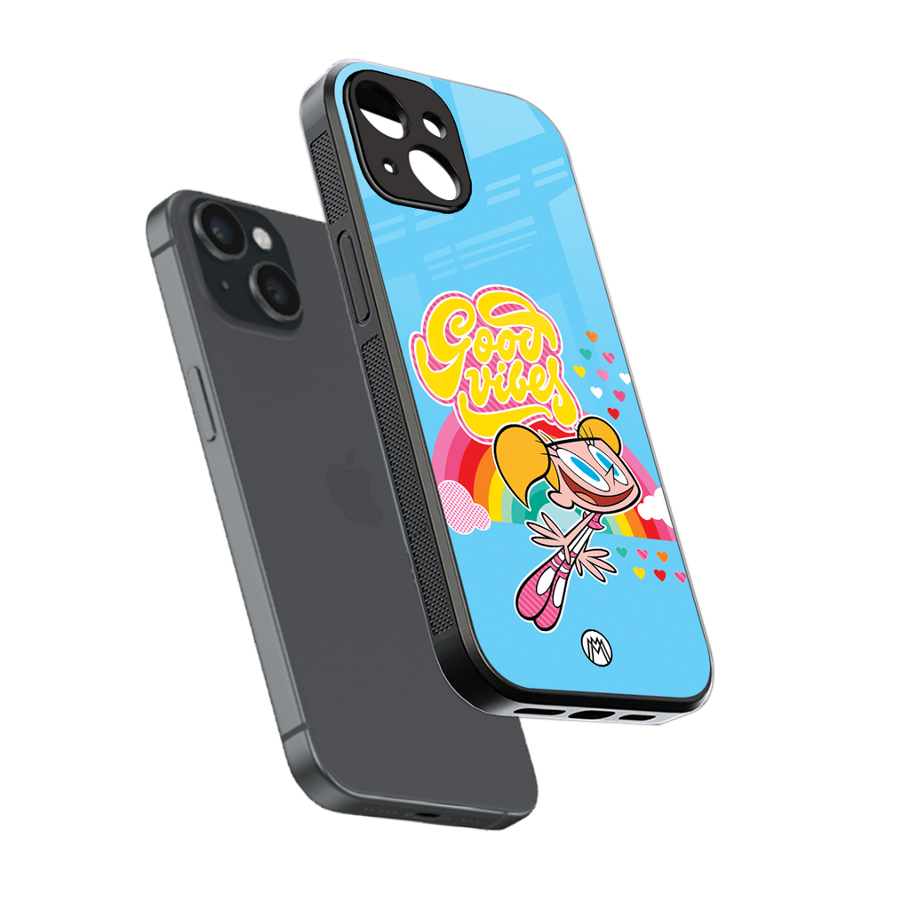 deedee good vibes back phone cover | glass case for iphone 13 mini