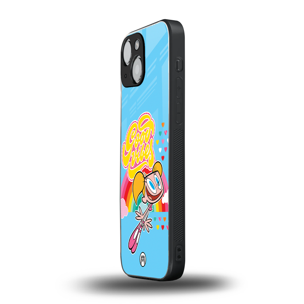 deedee good vibes back phone cover | glass case for iphone 13 mini