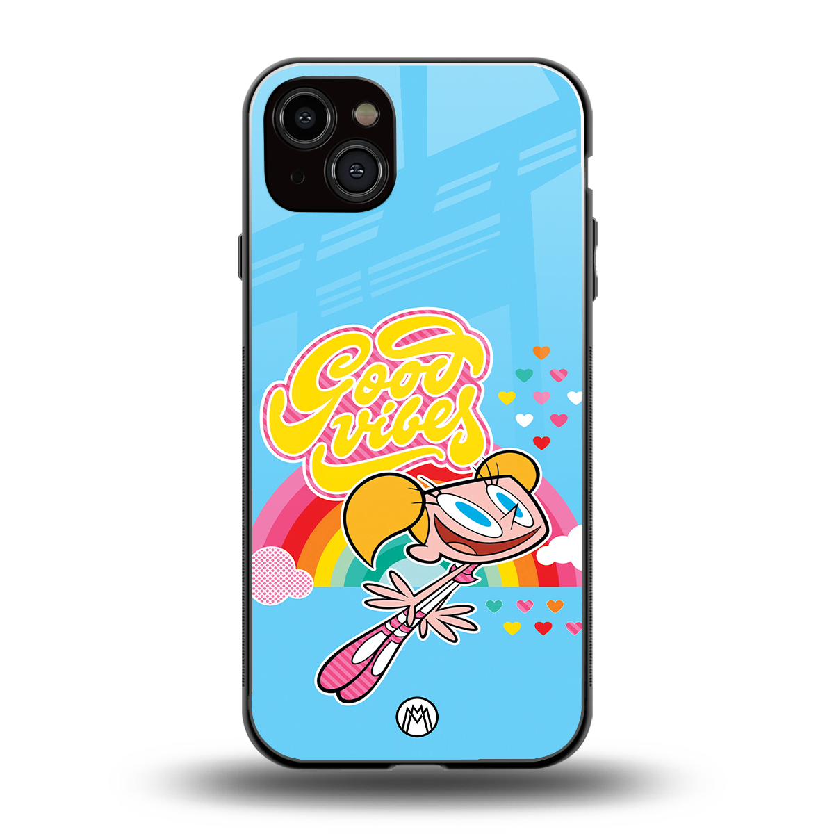 deedee good vibes back phone cover | glass case for iphone 15 plus