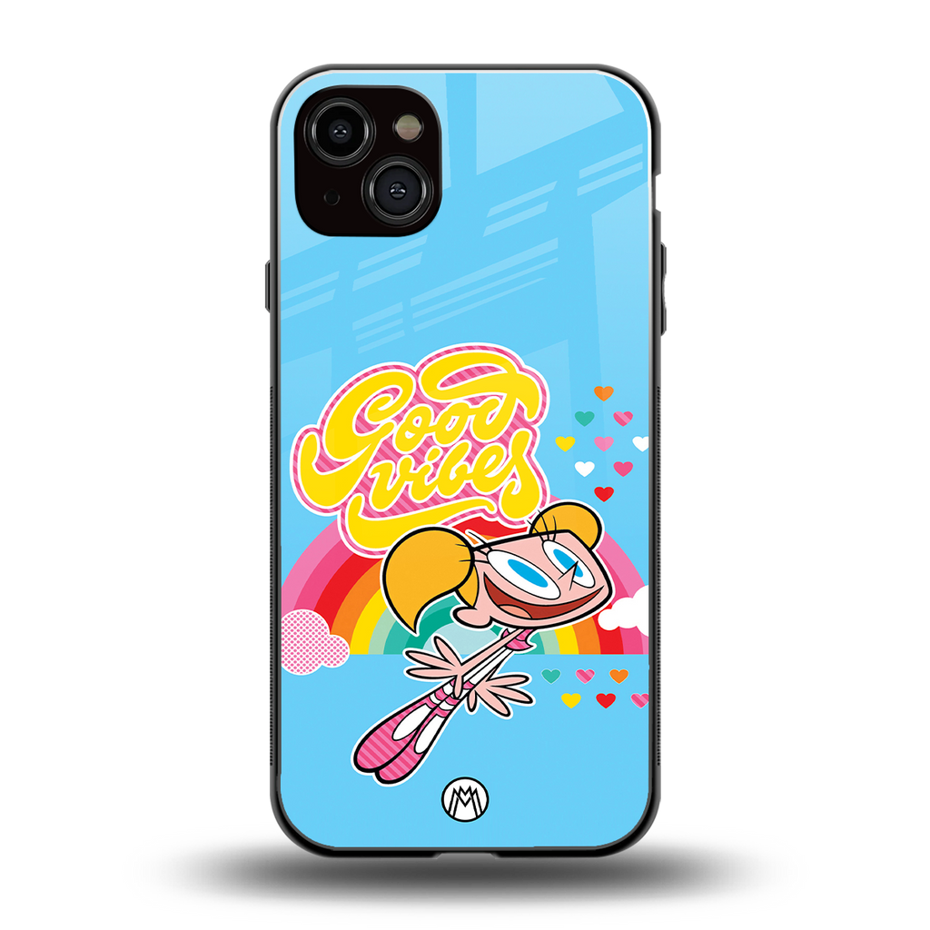 deedee good vibes back phone cover | glass case for iphone 14 plus