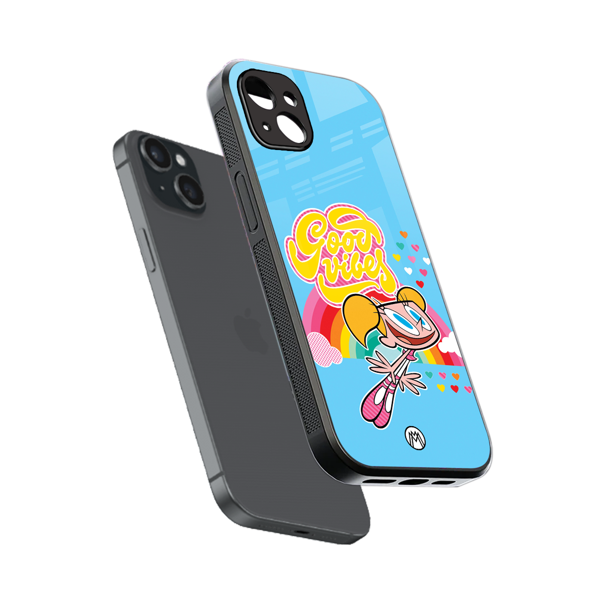 deedee good vibes back phone cover | glass case for iphone 15 plus