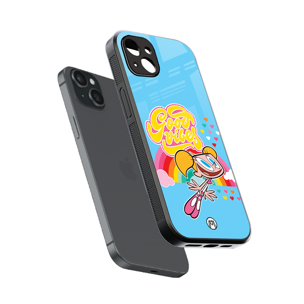 deedee good vibes back phone cover | glass case for iphone 14 plus