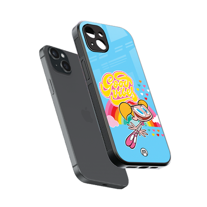 deedee good vibes back phone cover | glass case for iphone 14 plus