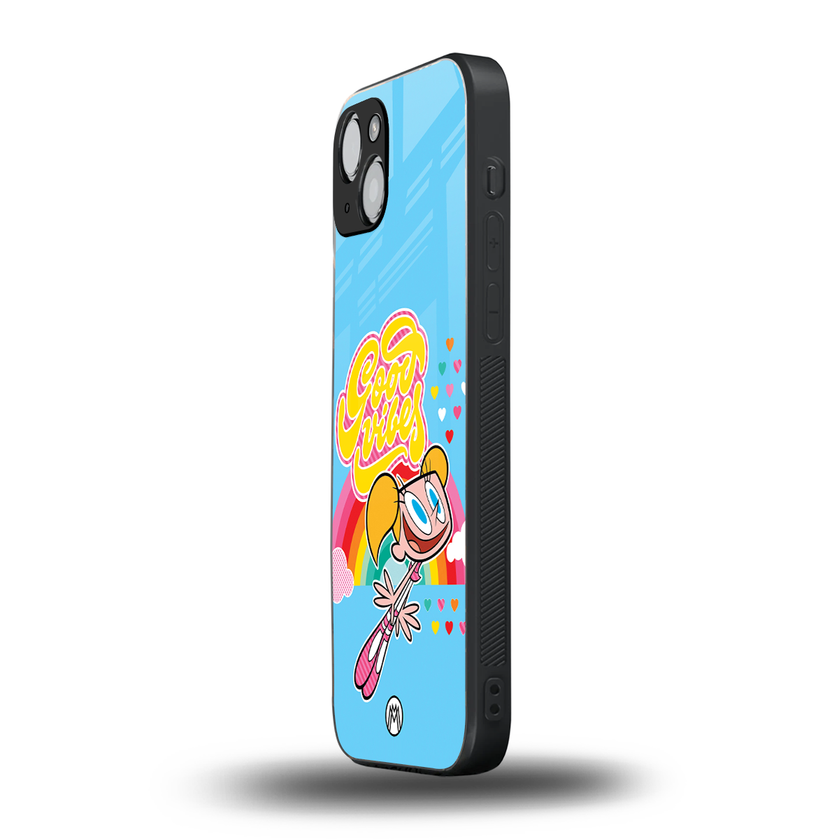 deedee good vibes back phone cover | glass case for iphone 15 plus