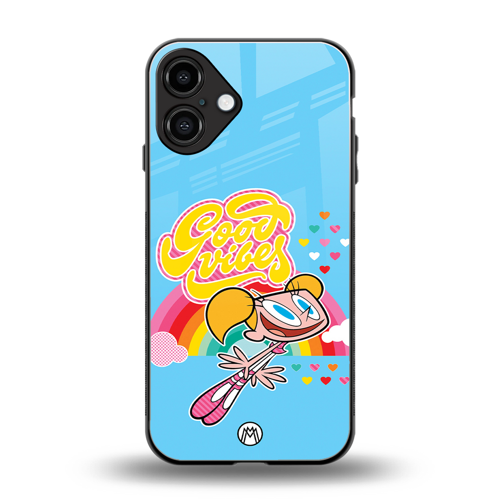 deedee good vibes back phone cover | glass case for iphone 16 plus