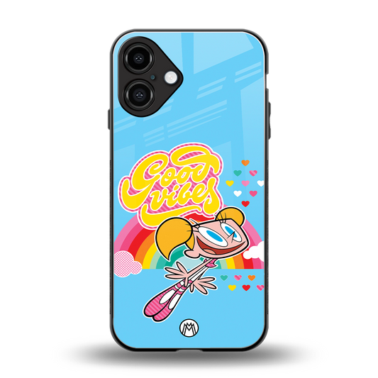 deedee good vibes back phone cover | glass case for iphone 16 plus