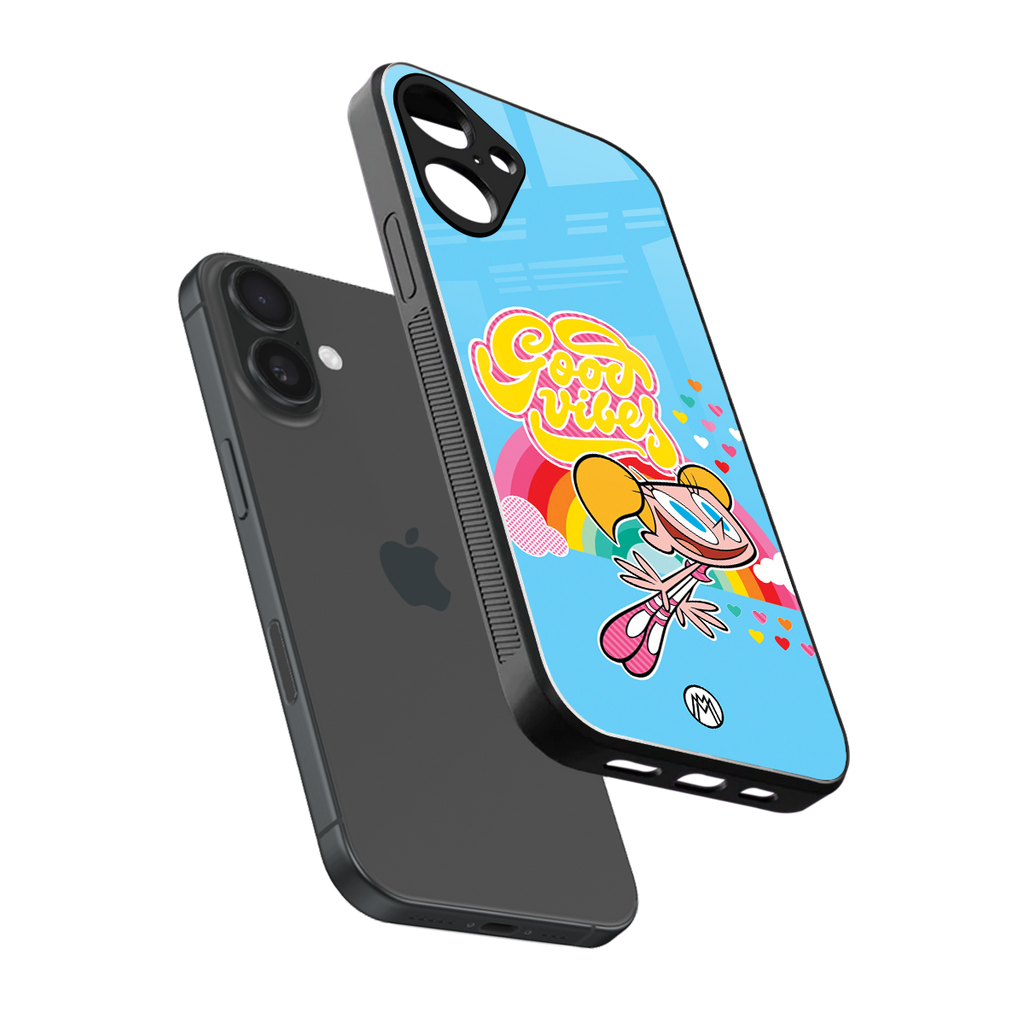 deedee good vibes back phone cover | glass case for iphone 16 plus