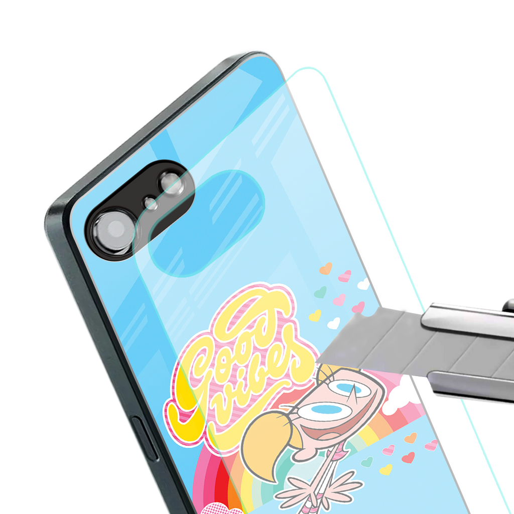 deedee good vibes back phone cover | glass case for iphone 16e