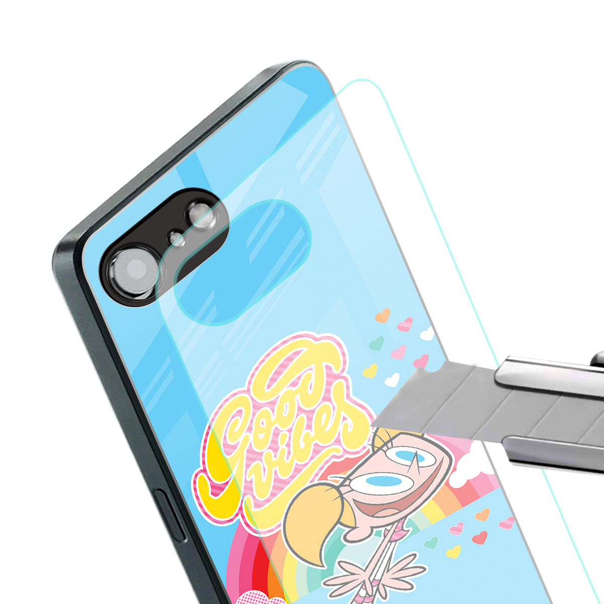 deedee good vibes back phone cover | glass case for iphone 16e