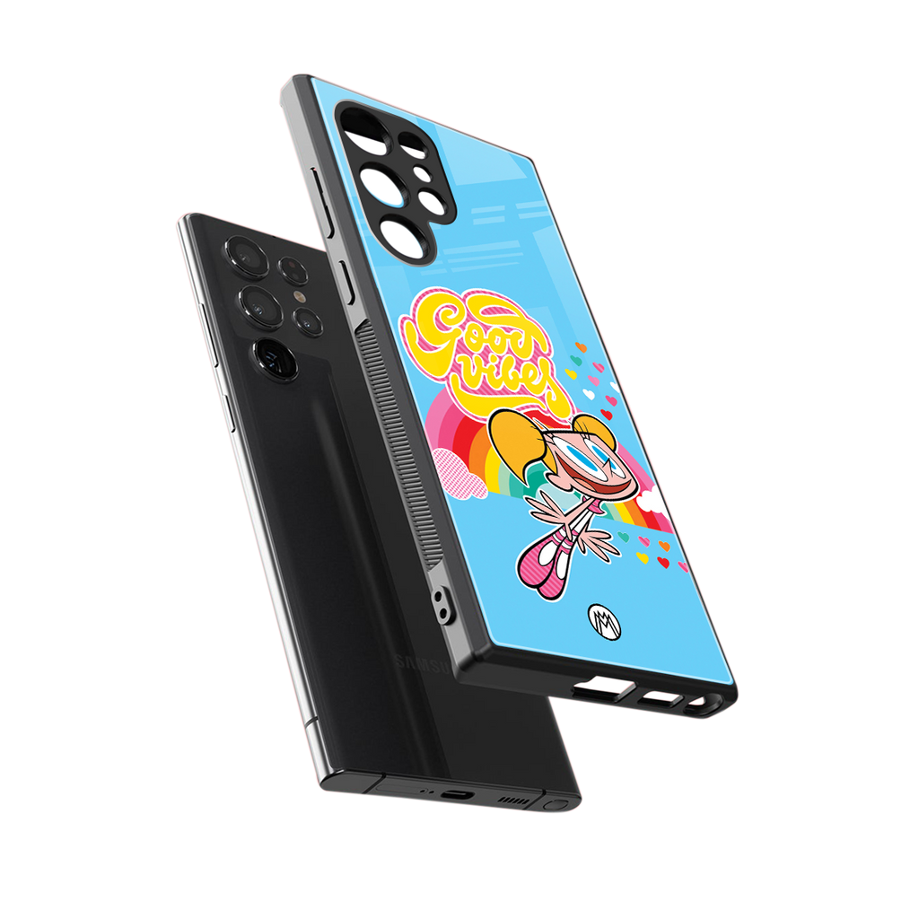 deedee good vibes back phone cover | glass case for samsung galaxy s23 ultra