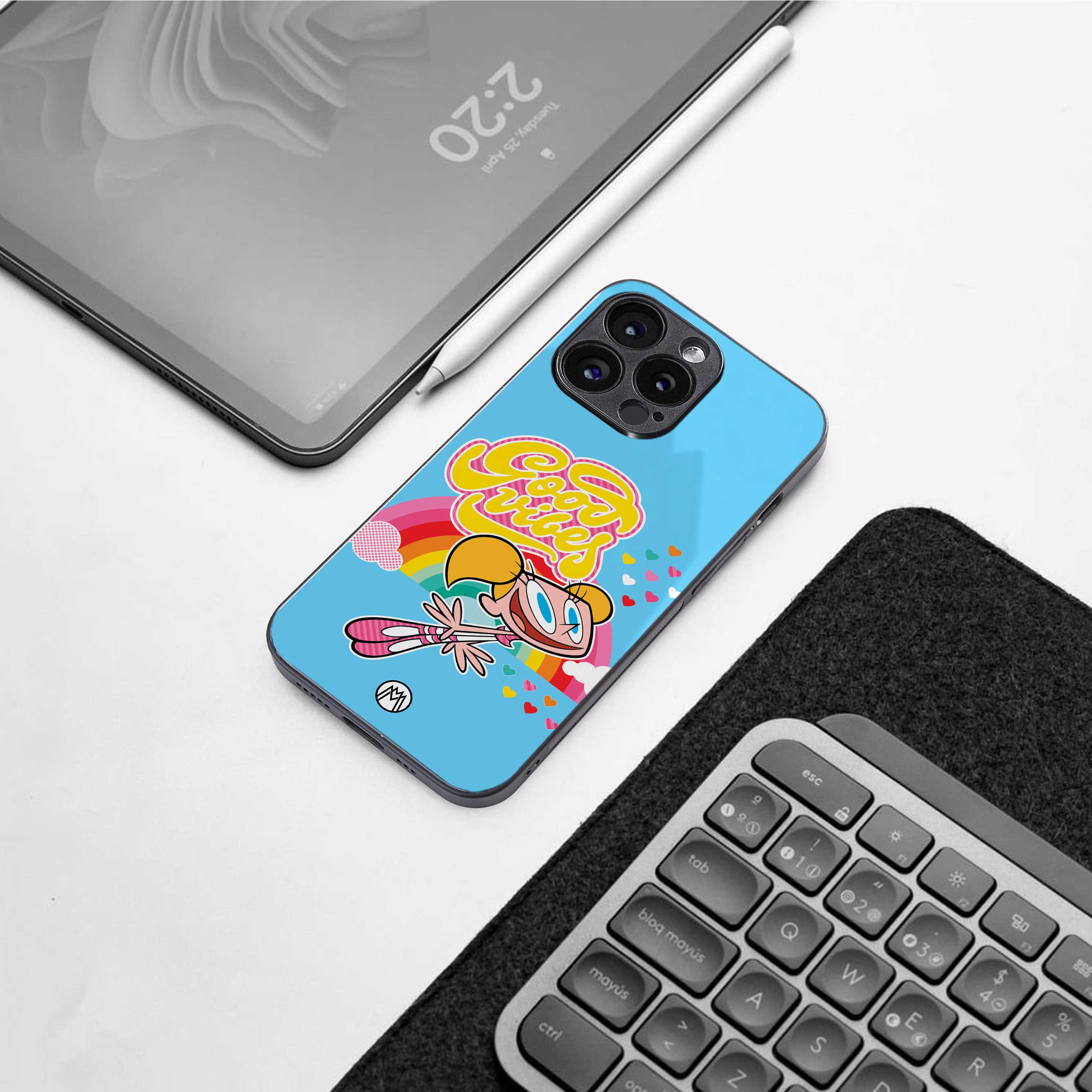 deedee good vibes back phone cover | glass case for iphone 14 pro max