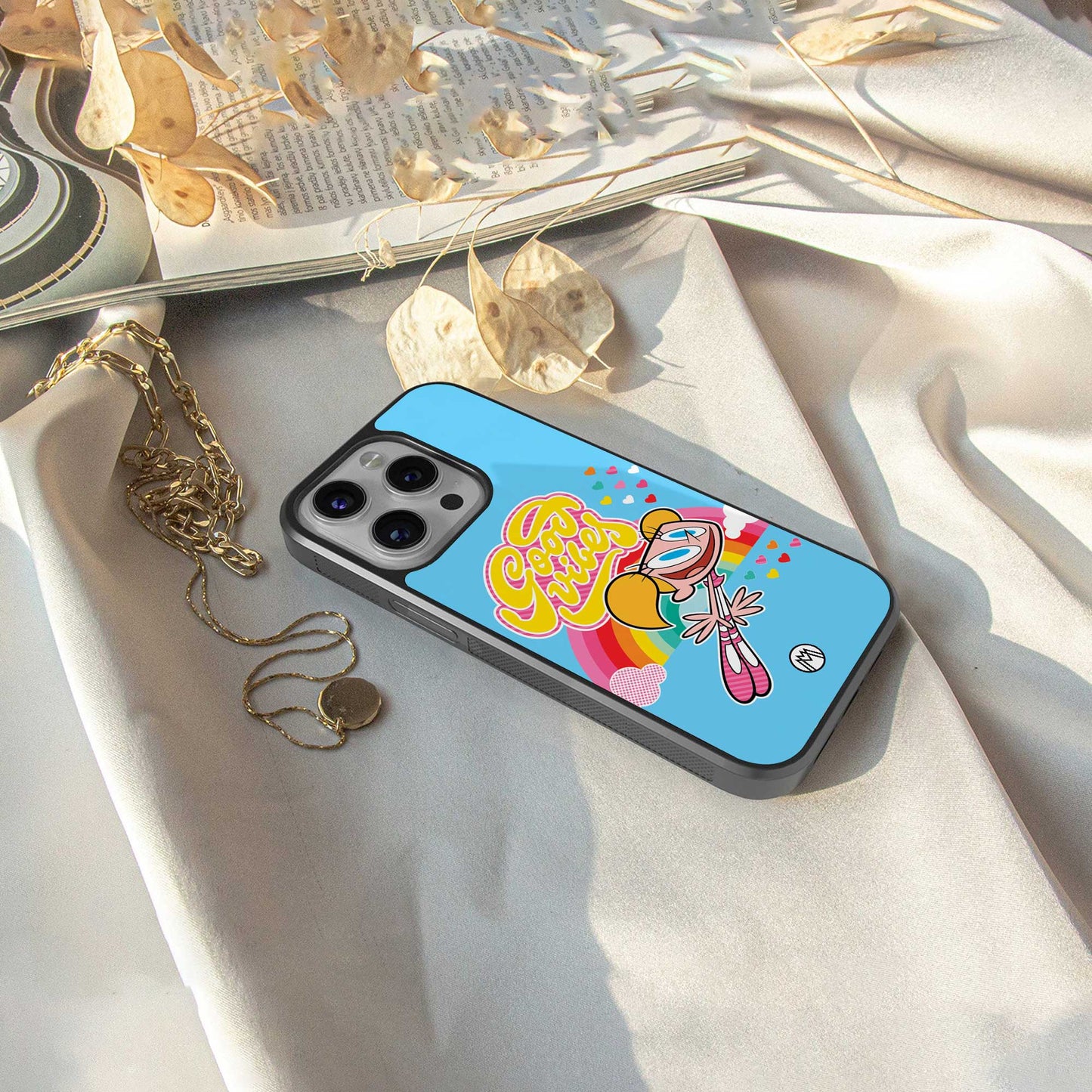 deedee good vibes back phone cover | glass case for iphone 14