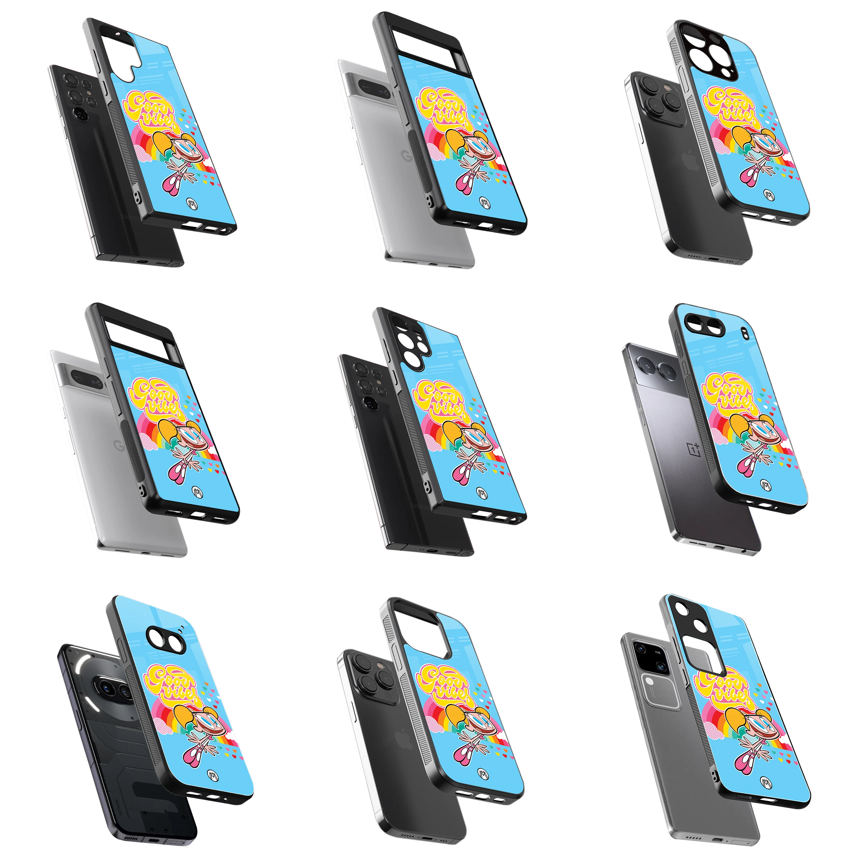 Durable Glass Back Mobile Case for iPhone, Samsung, OnePlus, Google Pixel, Redmi, Vivo, Oppo