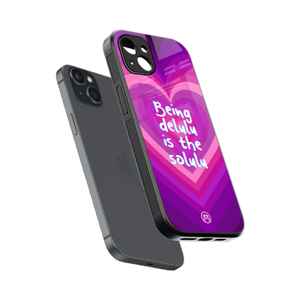 delulu is the solulu back phone cover | glass case for iphone 15 plus