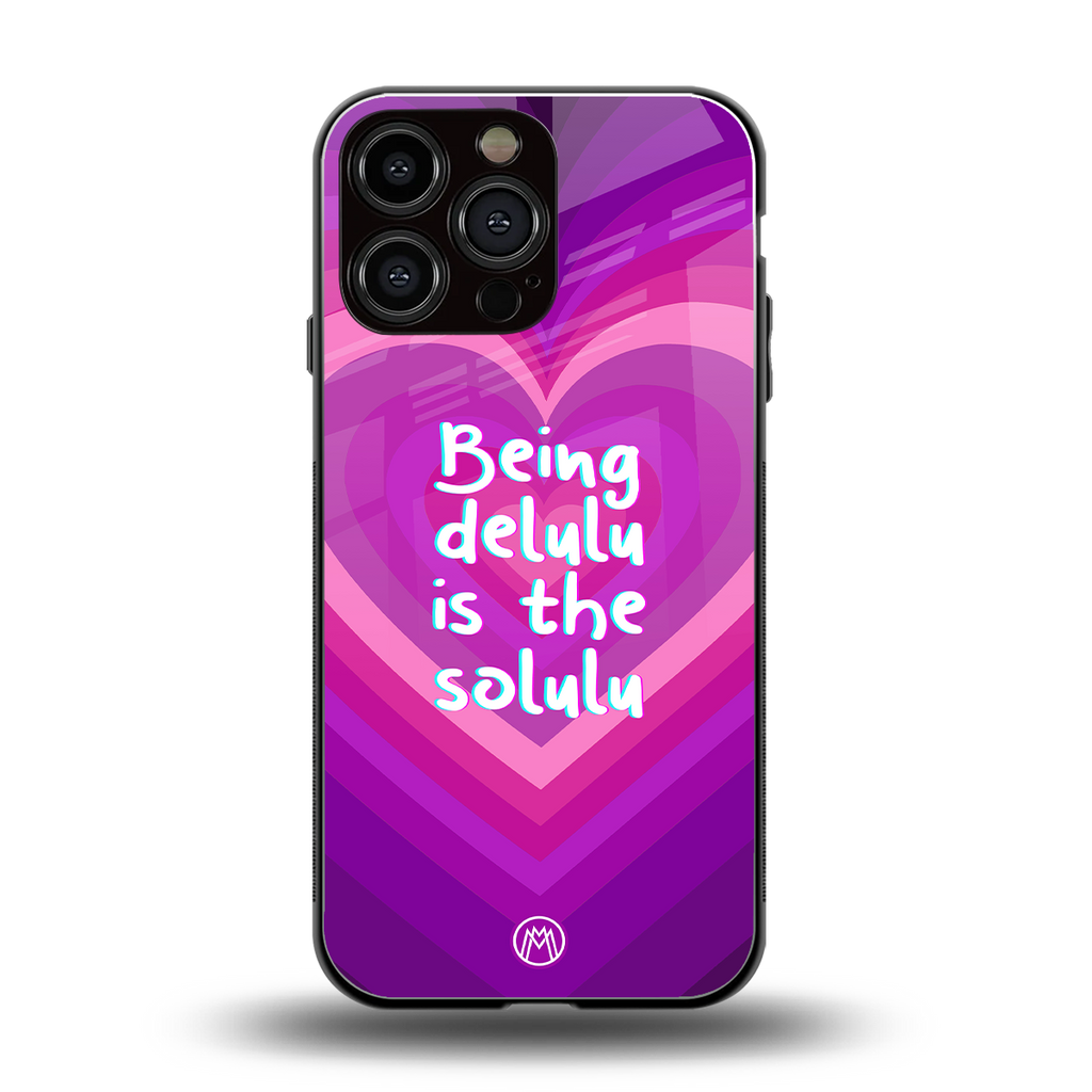 delulu is the solulu back phone cover | glass case for iphone 14 pro max