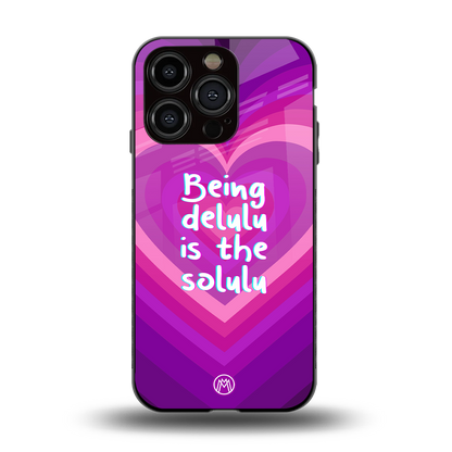 delulu is the solulu back phone cover | glass case for iphone 15 pro