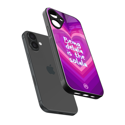 delulu is the solulu back phone cover | glass case for iphone 16 plus
