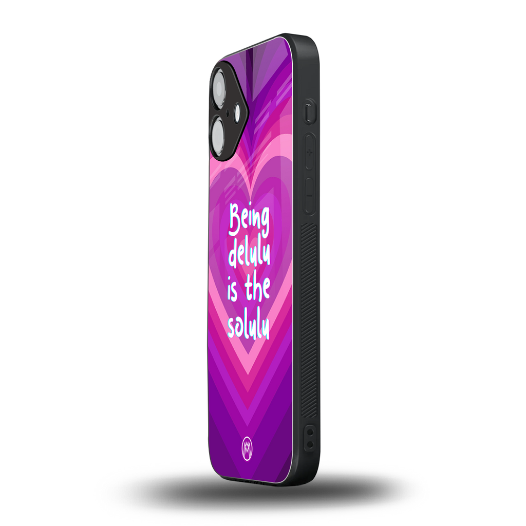 delulu is the solulu back phone cover | glass case for iphone 16 plus