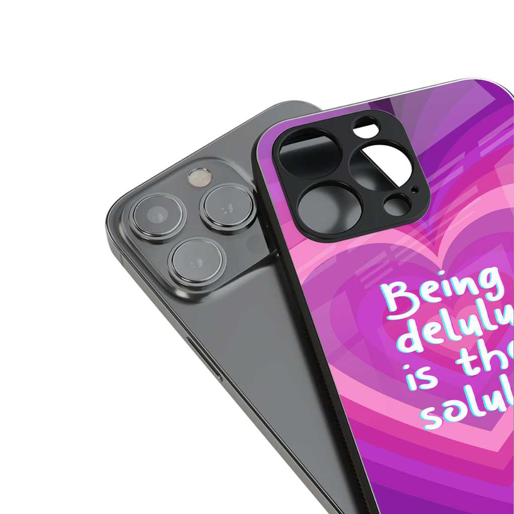 delulu is the solulu back phone cover | glass case for iphone 16 pro max