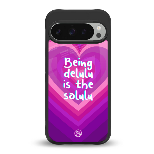 delulu is the solulu back phone cover | glass case for google pixel 9 pro xl