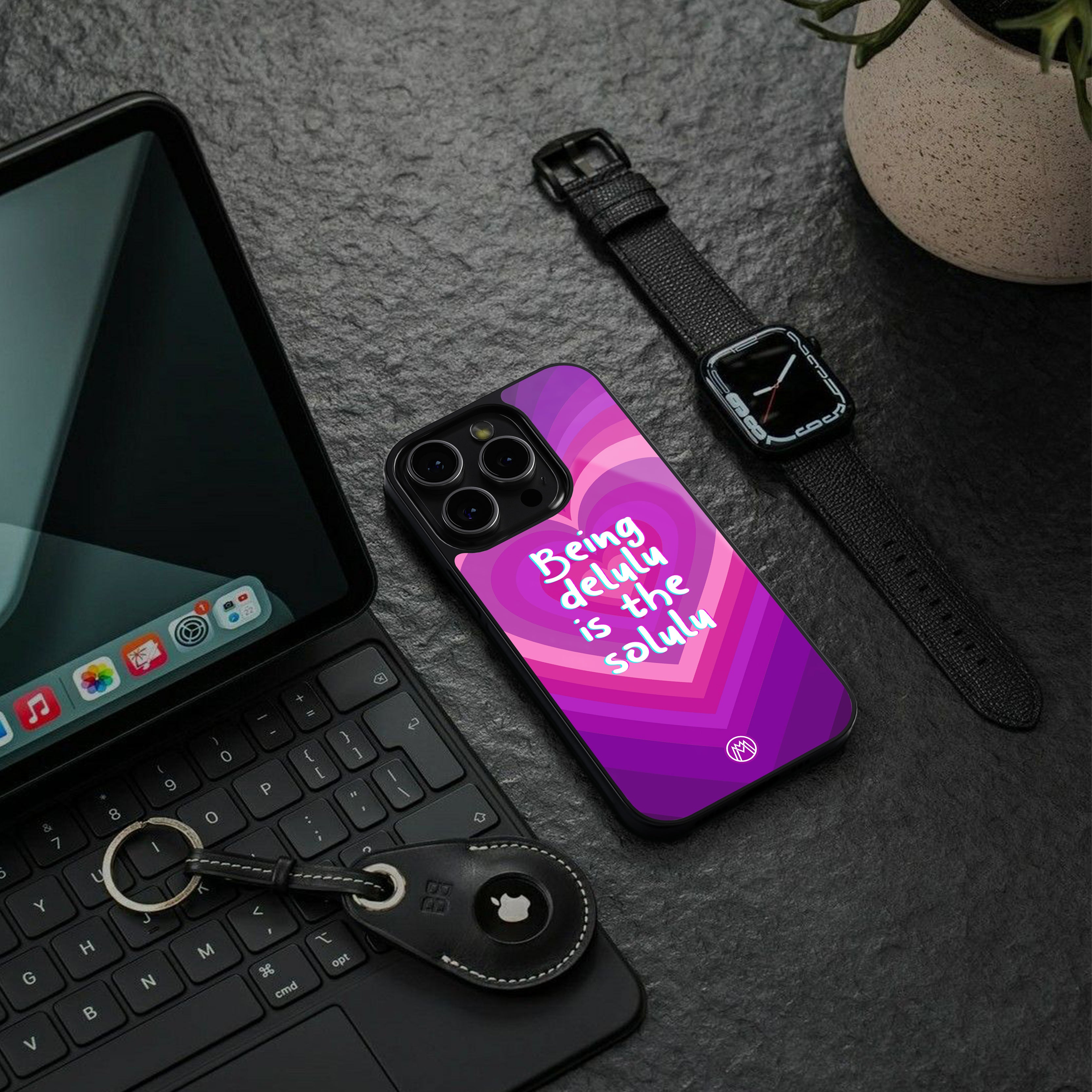 delulu is the solulu back phone cover | glass case for iphone 16 pro max