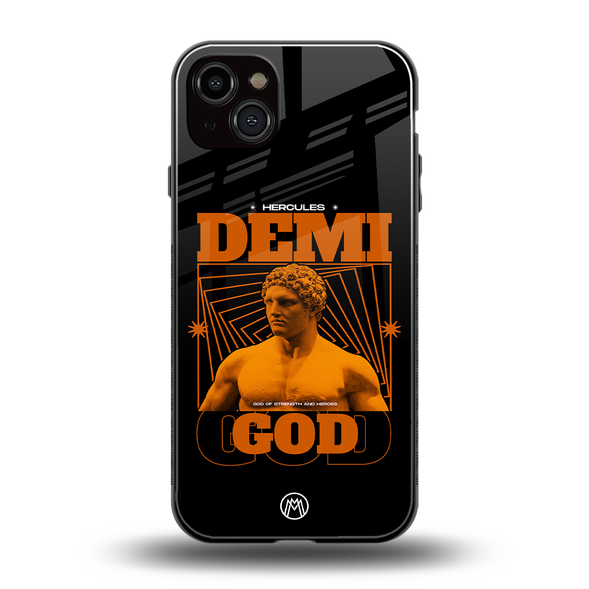 demi god back phone cover | glass case for iphone 15 plus