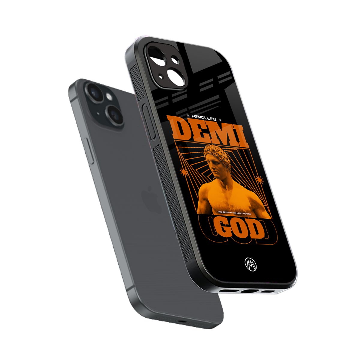 demi god back phone cover | glass case for iphone 15 plus