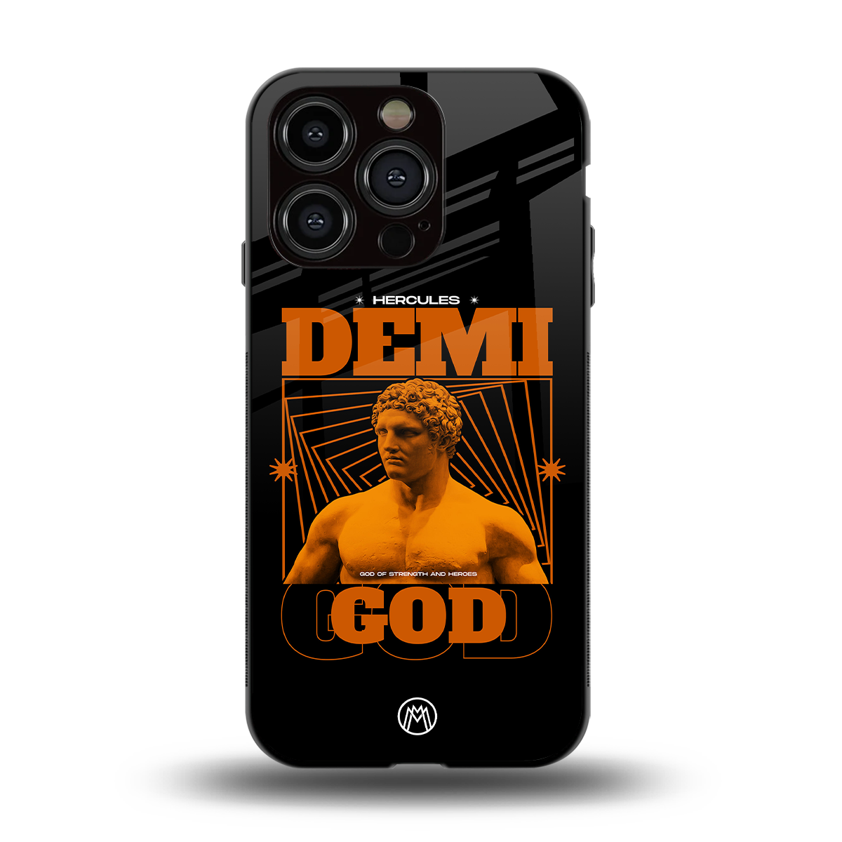 demi god back phone cover | glass case for iphone 15 pro