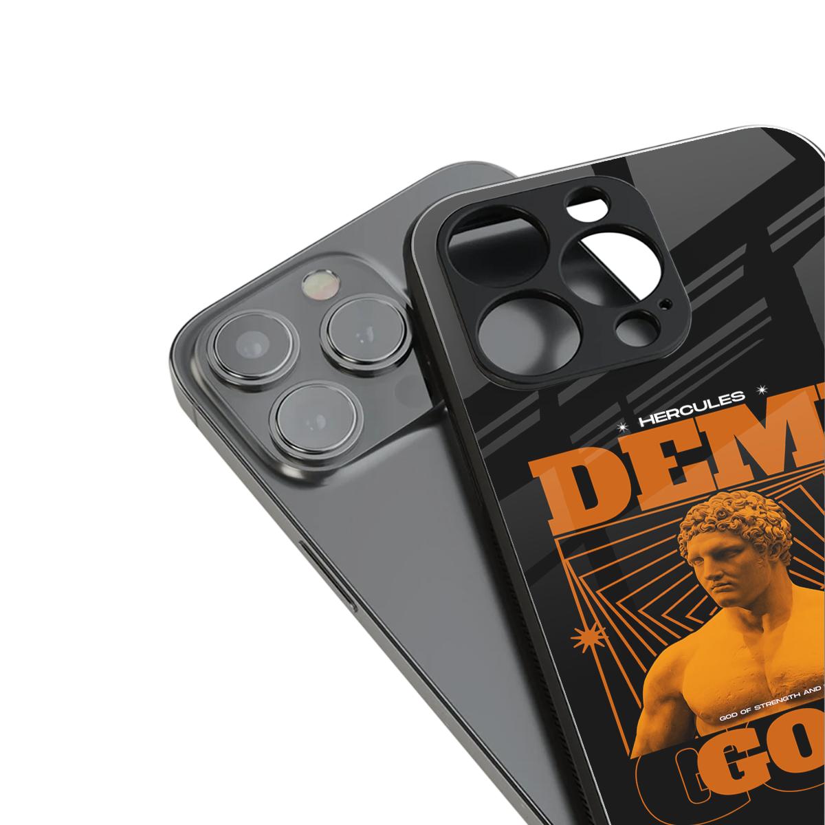 demi god back phone cover | glass case for iphone 13 pro