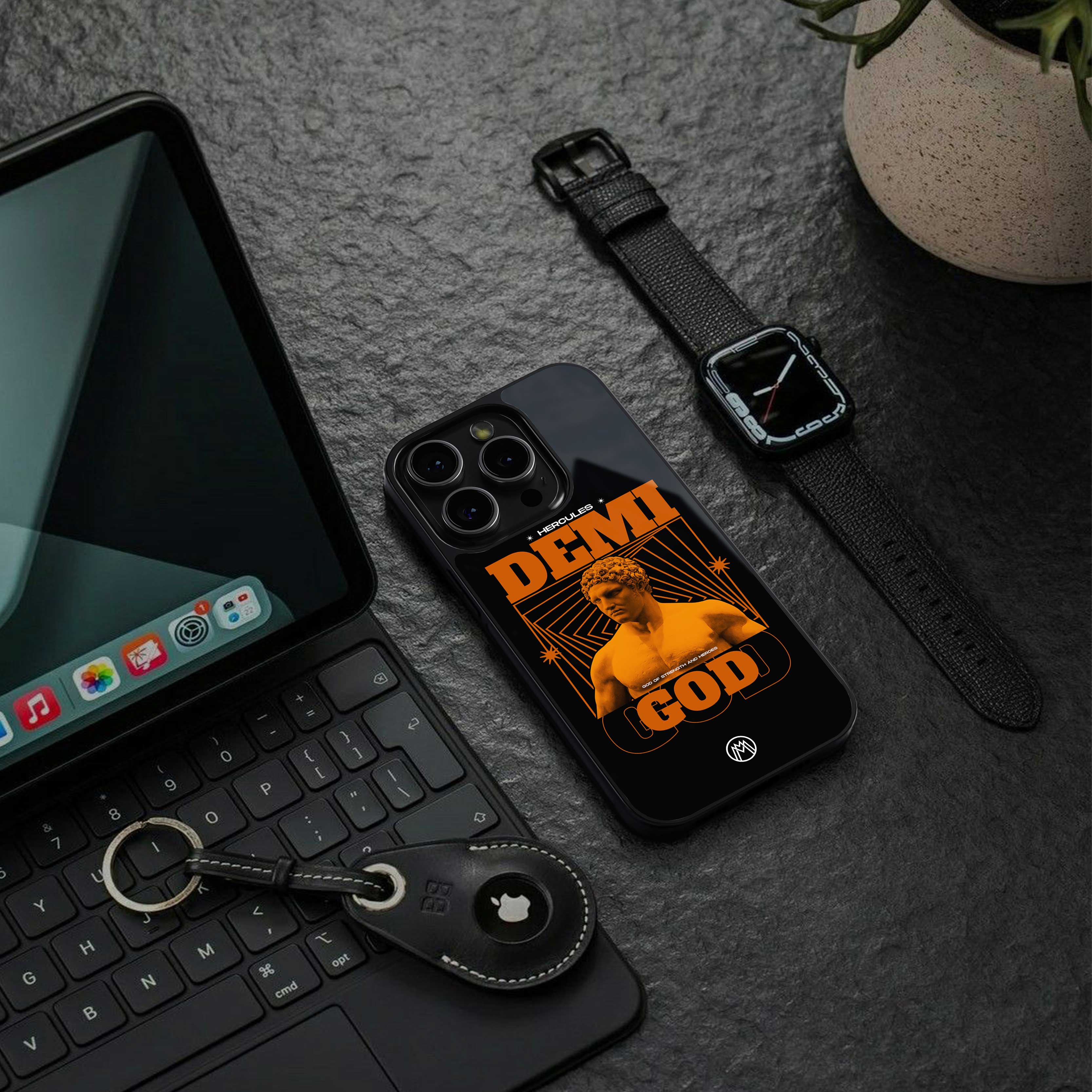 demi god back phone cover | glass case for iphone 14 pro max