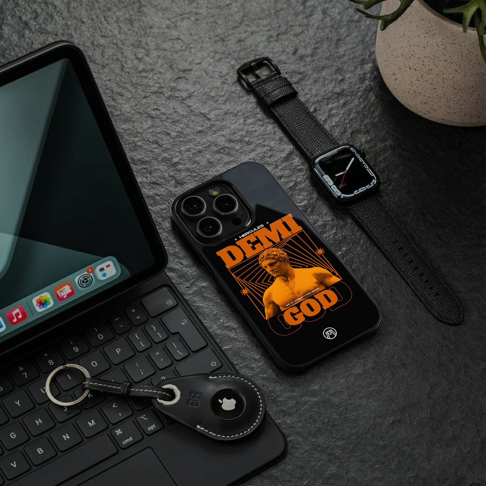 demi god back phone cover | glass case for iphone 15 pro