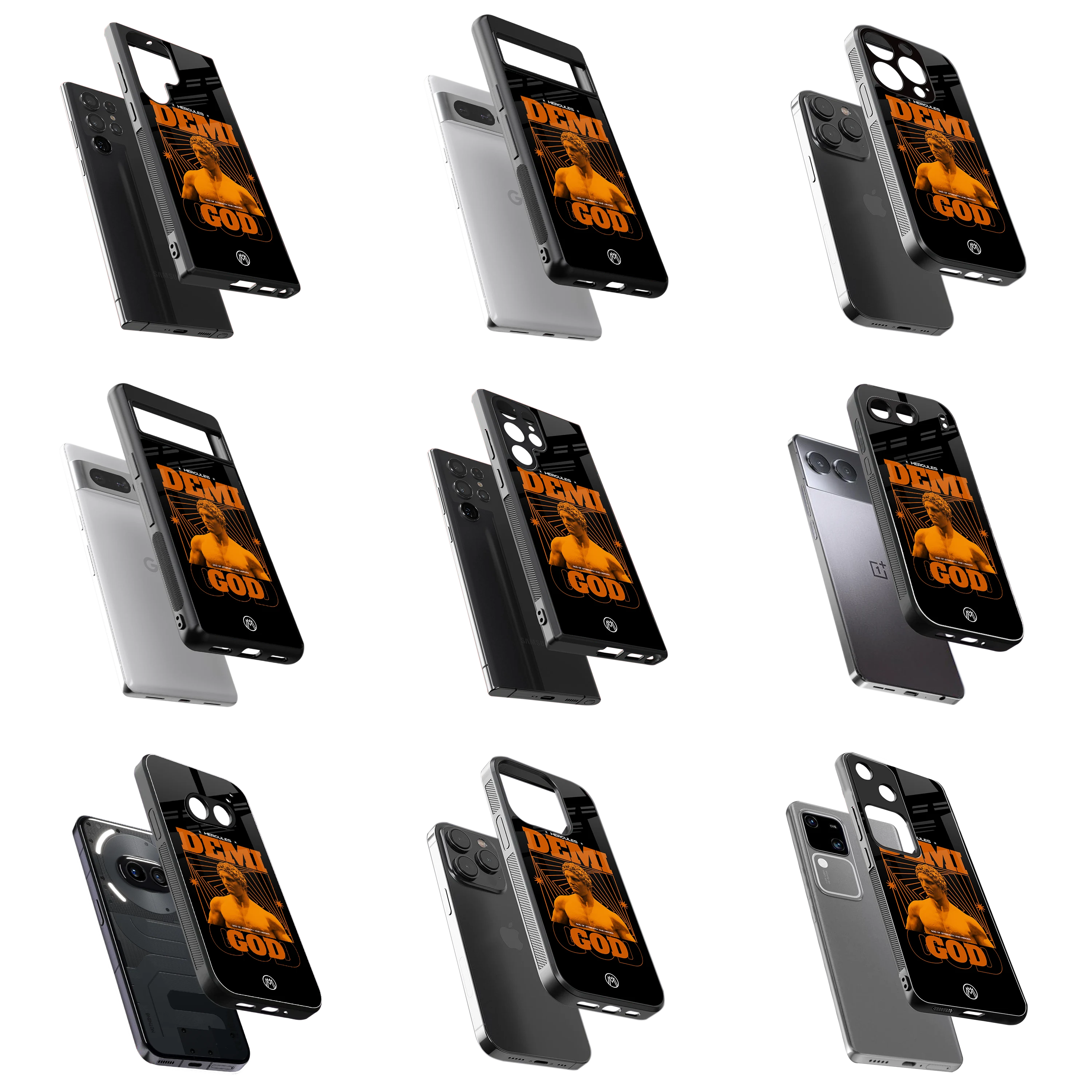 Durable Glass Back Mobile Case for iPhone, Samsung, OnePlus, Google Pixel, Redmi, Vivo, Oppo