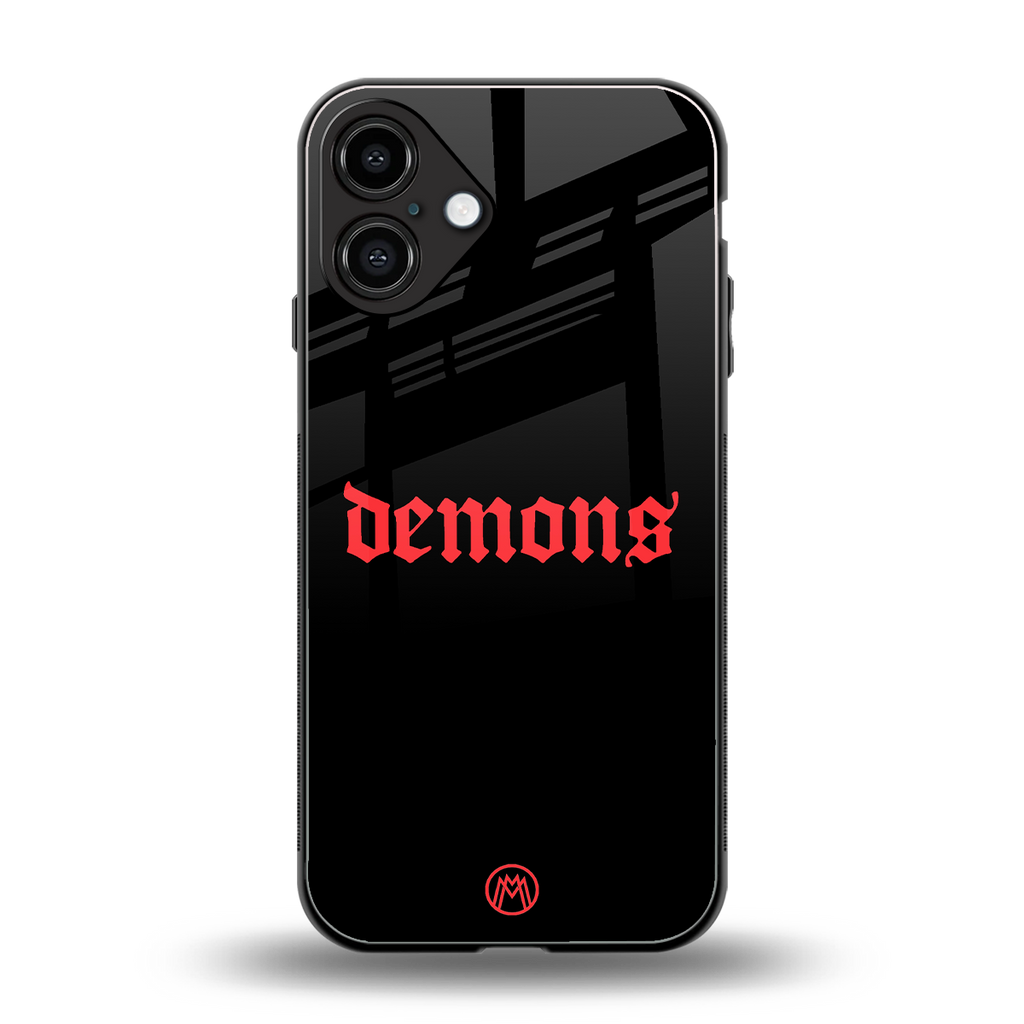 demons back phone cover | glass case for iphone 16 plus