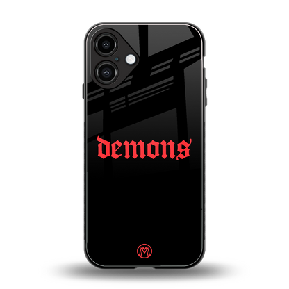 demons back phone cover | glass case for iphone 16 plus