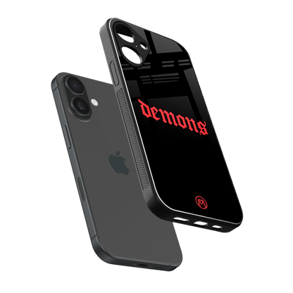 demons back phone cover | glass case for iphone 16 plus
