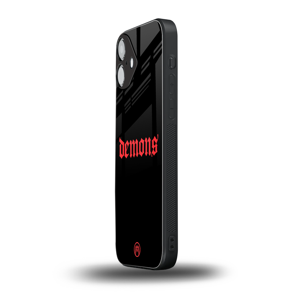 demons back phone cover | glass case for iphone 16 plus