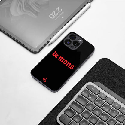 demons back phone cover | glass case for iphone 16 pro max