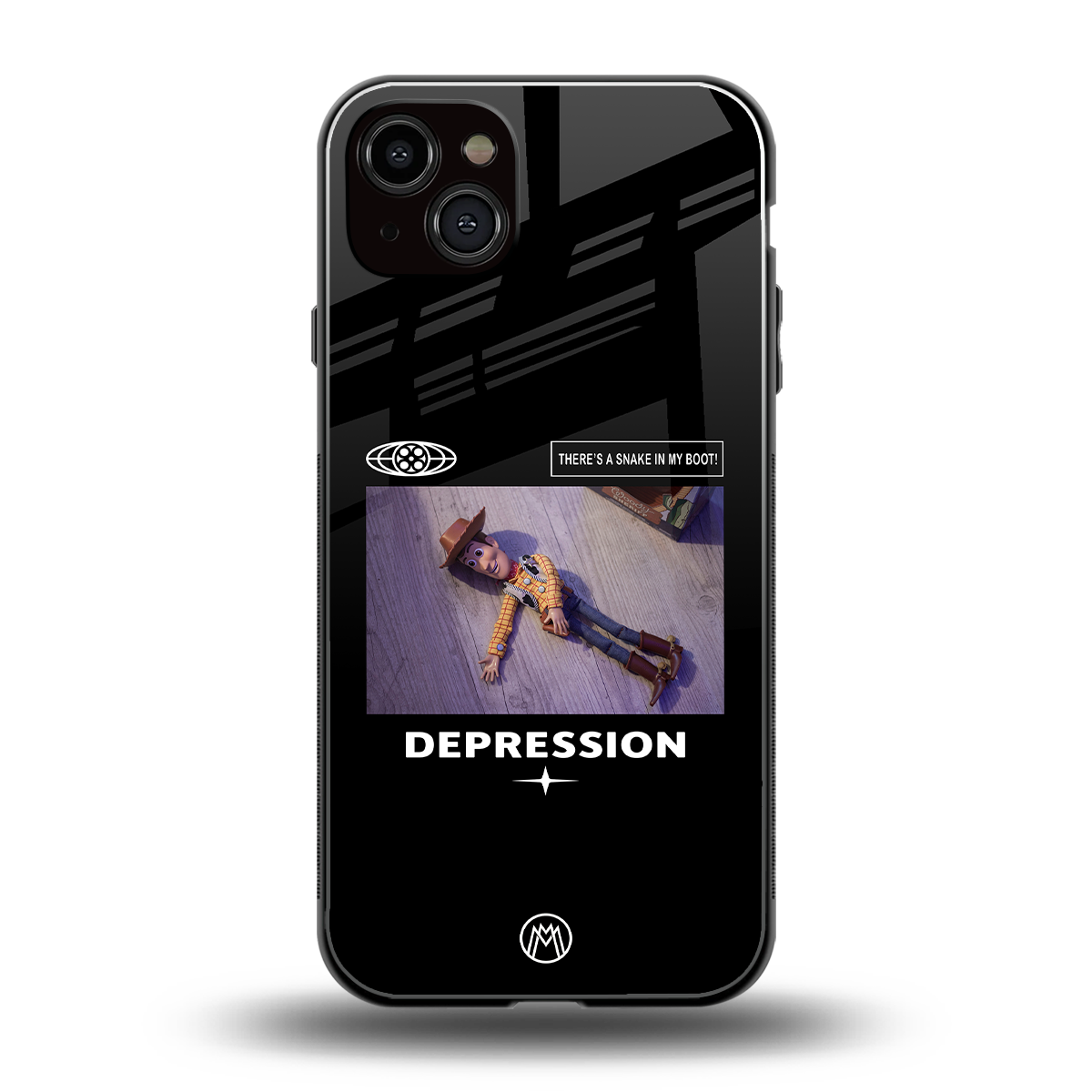 depression back phone cover | glass case for iphone 15 plus