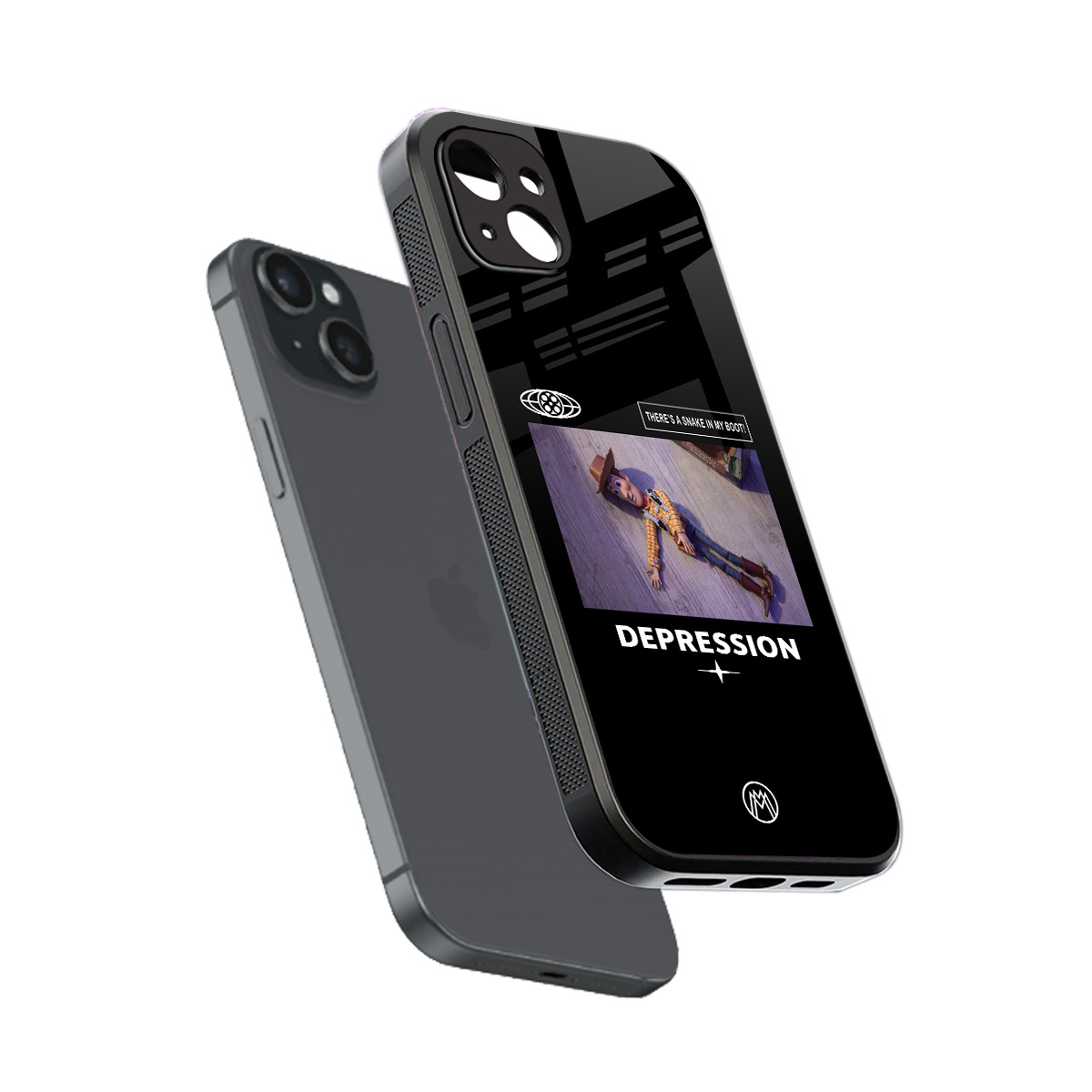 depression back phone cover | glass case for iphone 15 plus