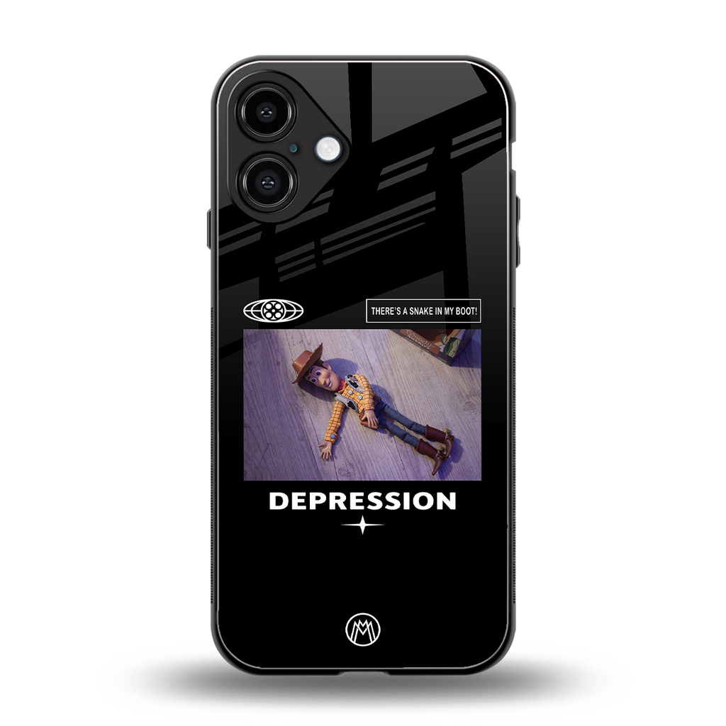 depression back phone cover | glass case for iphone 16 plus